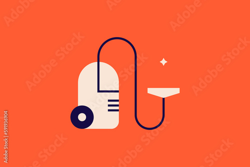 vacuum cleaner in flat style design. Vector illustration.