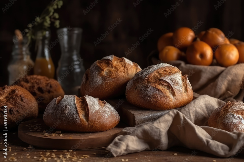 still life with bread created with Generative AI technology still life with bread created with Generative AI technology