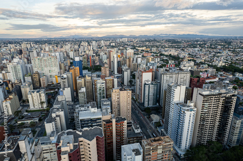 Aerial view of the city of Curitiba, Paraná, Brazil.