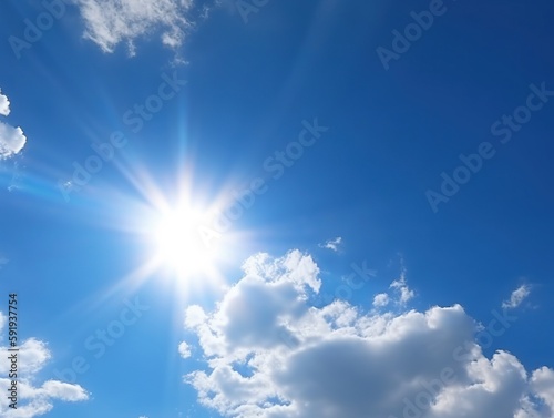 Blauer Himmel mit Wolken und Sonnenschein  friedliche Naturkulisse  entspannte Atmosph  re  malerischen Details  Generative AI 15