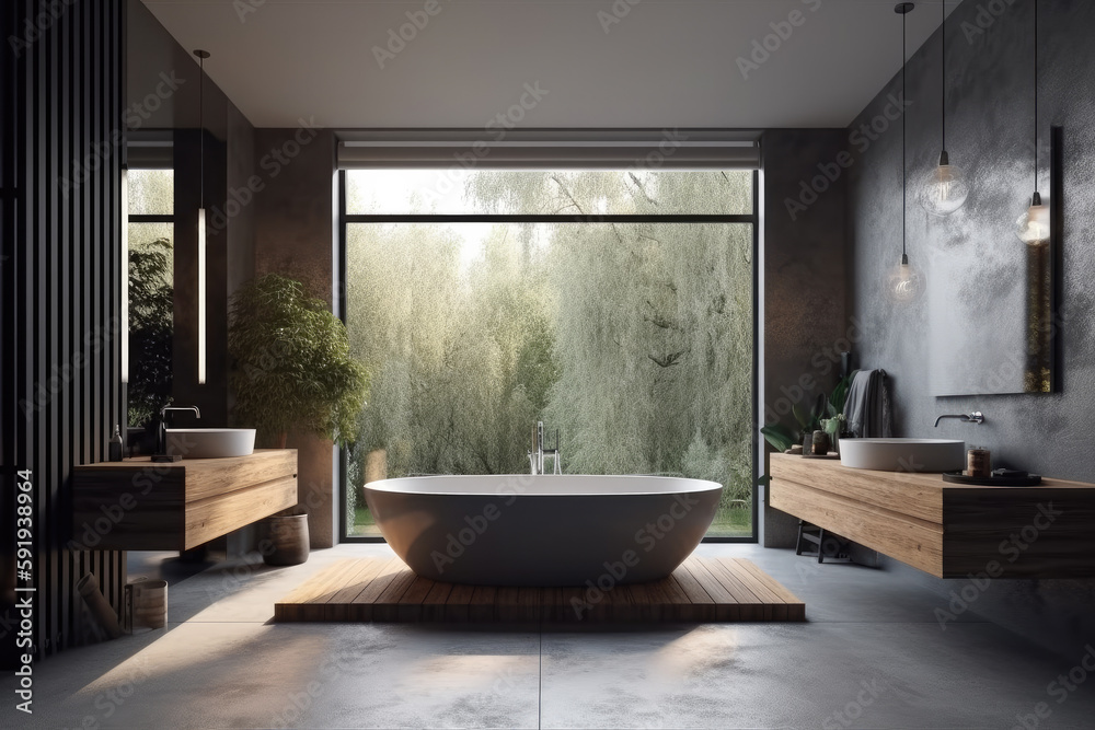 modern bathroom interior created with Generative AI technology modern bathroom interior created with Generative AI technology