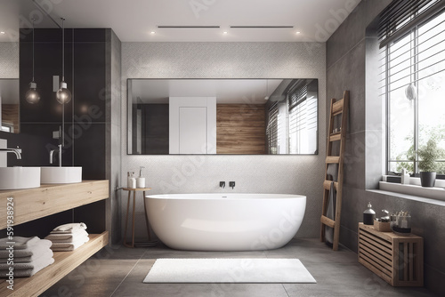 modern bathroom interior created with Generative AI technology