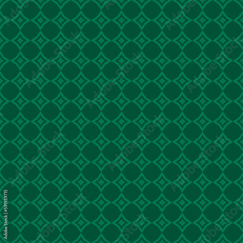 Vector ornamental geometric seamless pattern. Simple texture with small diamond shapes, floral silhouettes, grid, repeat tiles. Abstract geo ornament in retro vintage style. Green color background