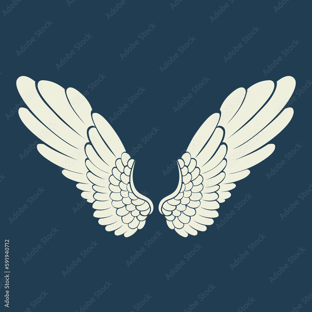 Fototapeta premium Vector white angel wings design