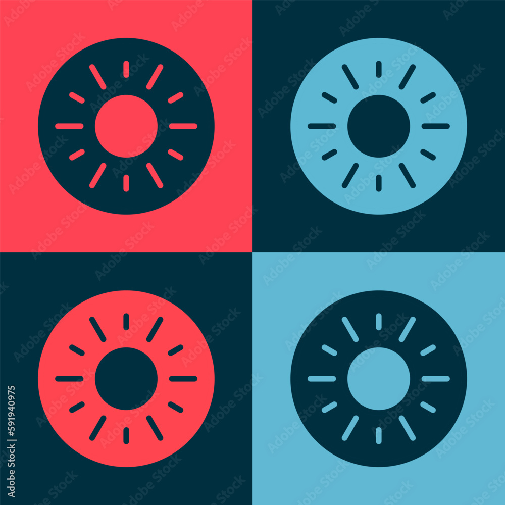 Pop art Sun icon isolated on color background. Vector Pop art Sun icon isolated on color background. Vector