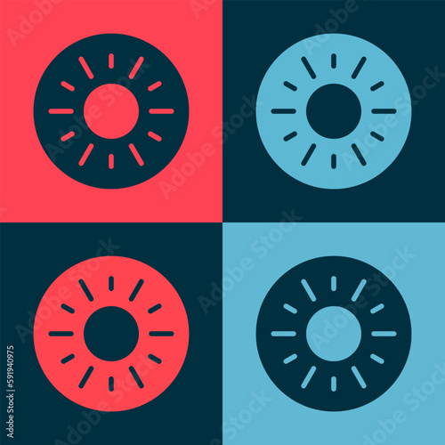 Pop art Sun icon isolated on color background. Vector