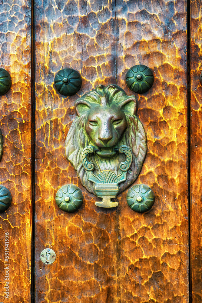 Colonial bronze door knocker. Latin american door knocker.