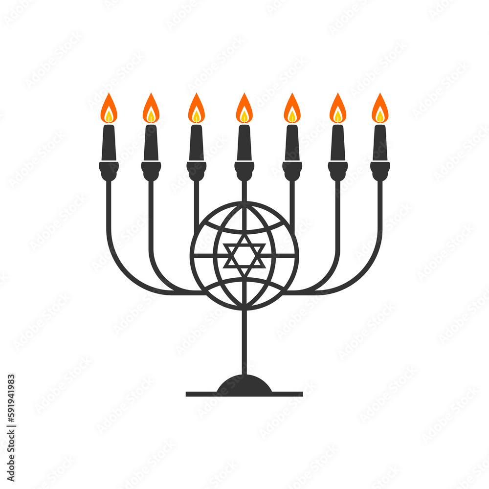 Vector illustration of a traditional Jewish religious menorah