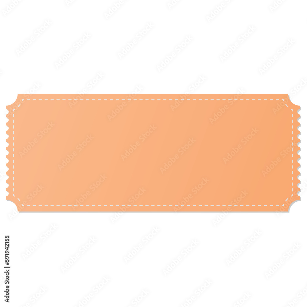 Blank Orange ticket and coupon with dashed line Blank Orange ticket and coupon with dashed line