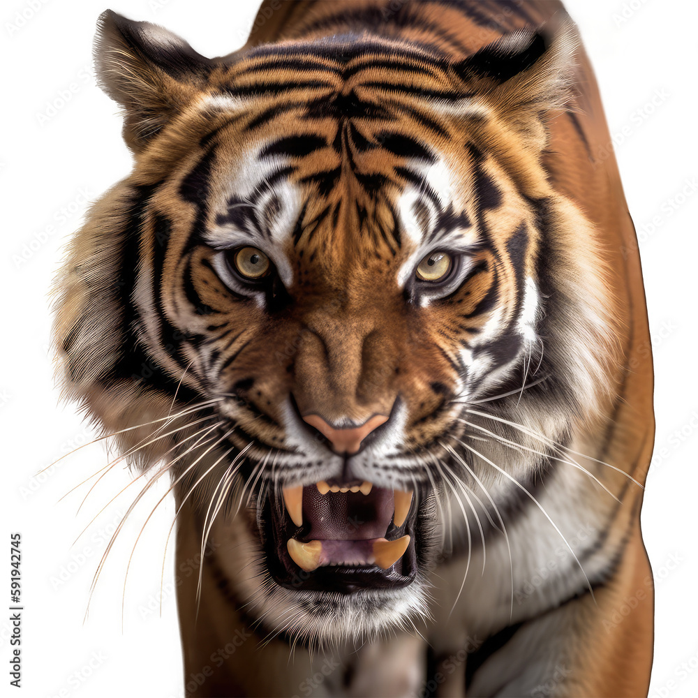 Naklejka premium tiger sumatran isolated on white