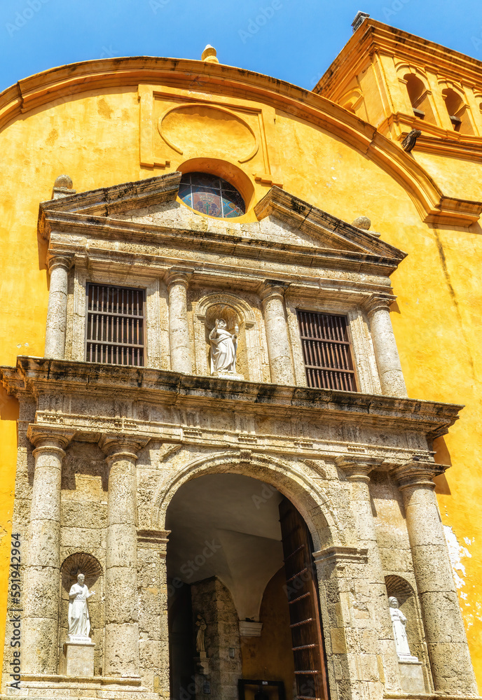 A view of the church of santo Domingo in Cartagena, Colombia.