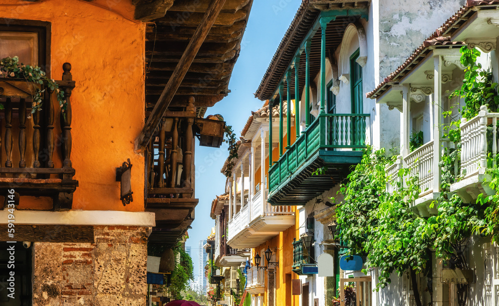 Obraz premium Streets of the Old Town of Cartagena, Colombia
