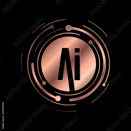 Letter AI Initial Cooper Color Cyber Multimedia Logo