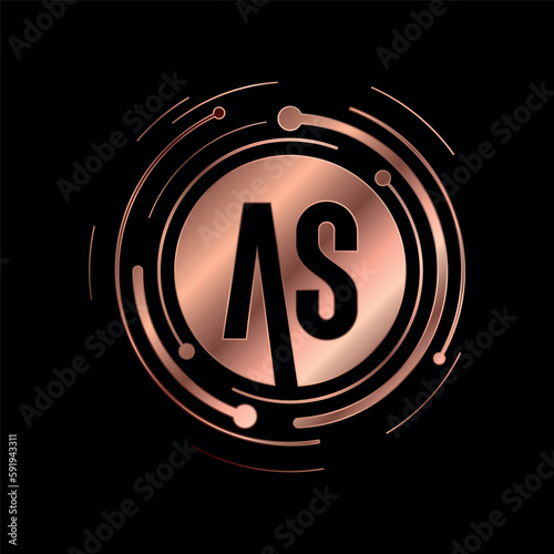 Letter AS Initial Cooper Color Cyber Multimedia Logo