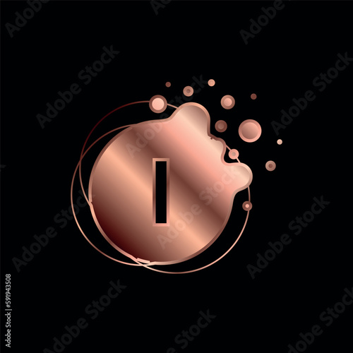 Letter I Initial Cooper Color Liquid Bubble Modern Logo