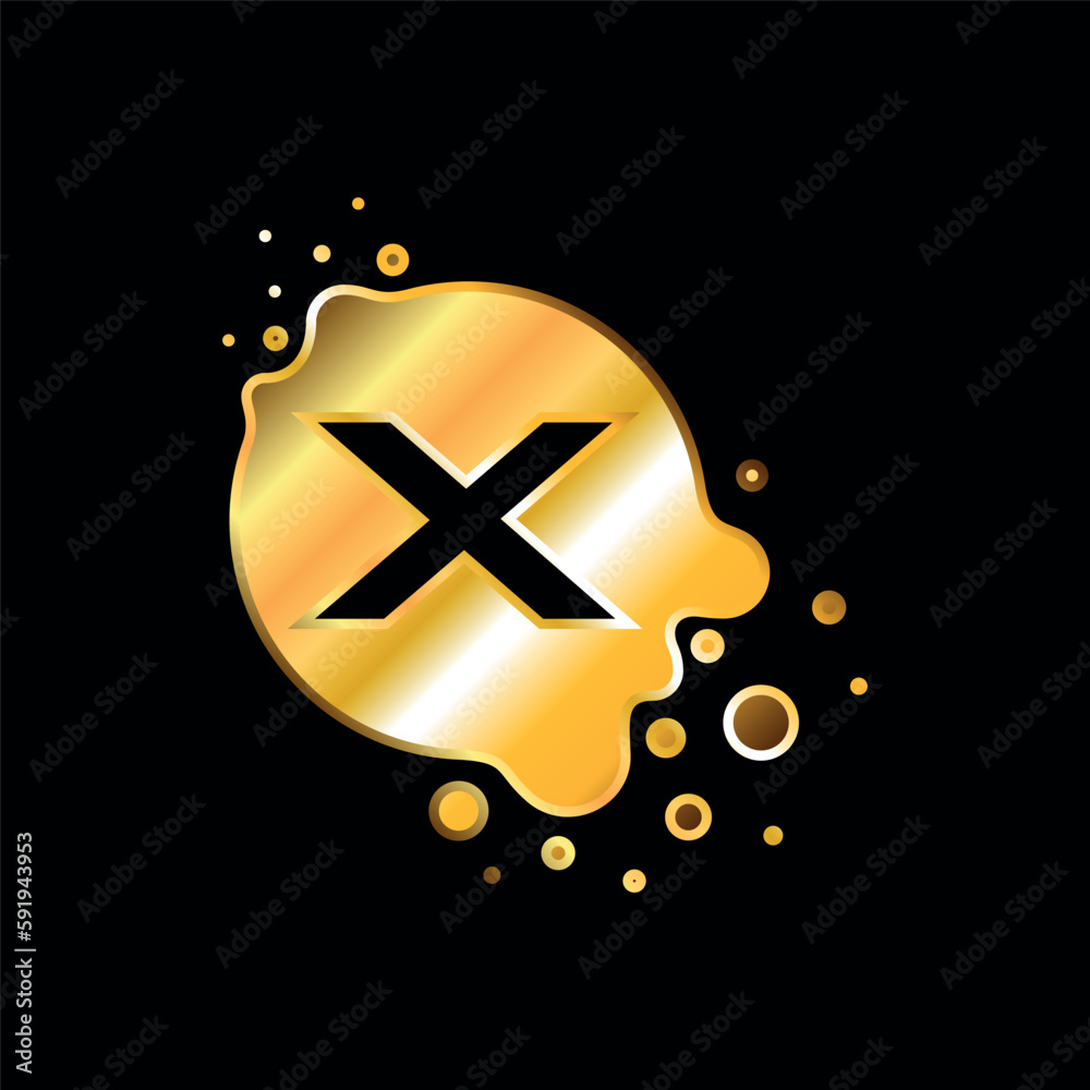 Obraz premium Letter X Initial Gold Color Liquid Bubble Modern Logo