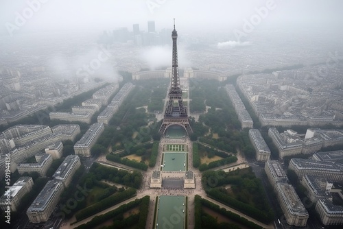 EIffel Tower in fog
