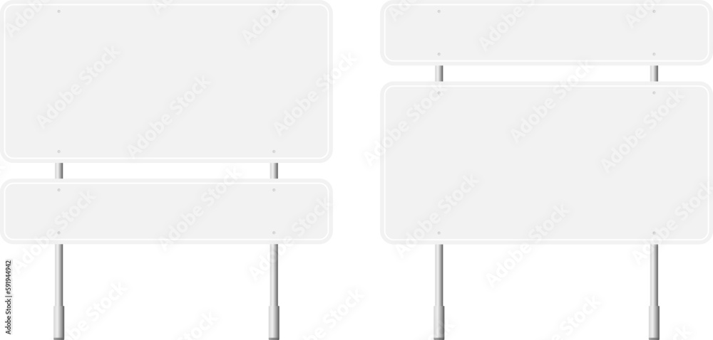 Various road, traffic signs. Highway signboard on a chrome metal pole. Vector Various road, traffic signs. Highway signboard on a chrome metal pole. Vector