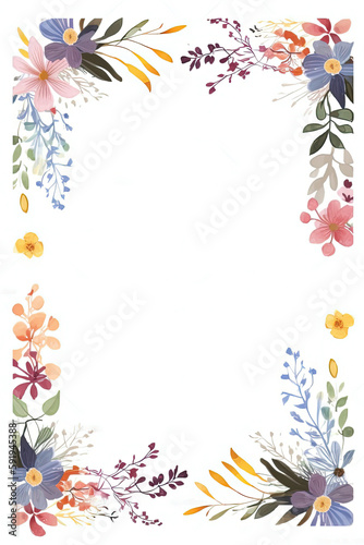 Beautiful boho floral watercolor background illustration made with Generative AI 