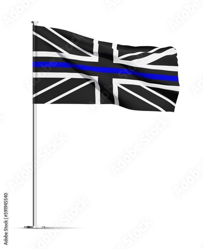 Flag of United Kingdom with Thin Blue Line isolated on white background. EPS10 vector