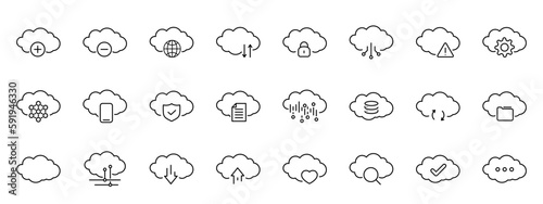 Cloud data icon set, online cloud, server network icon illustration