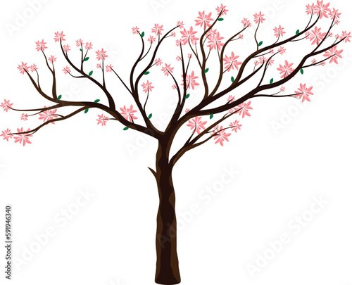 Vector illustration of a tree with leaves on a white background