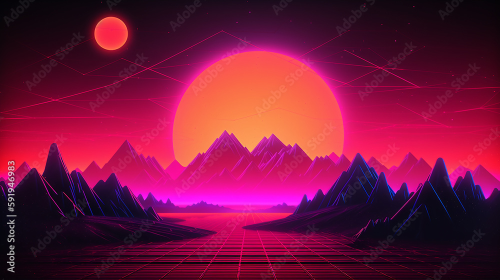 sunset in the mountains Generative Ai