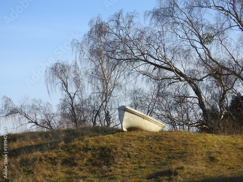 old boat abandoned on the hill photo