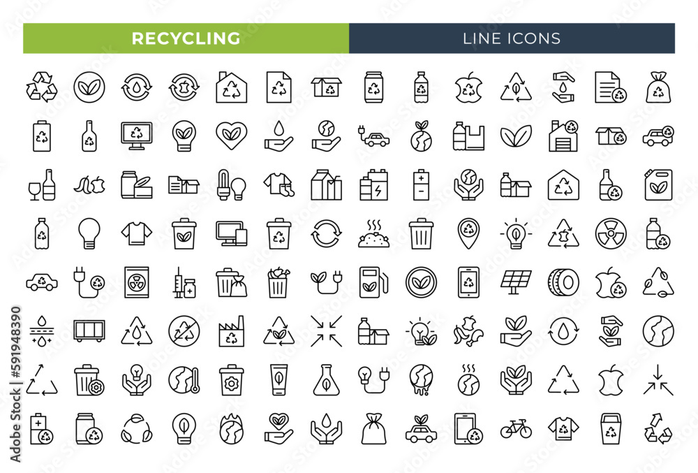 Recycling line icons set. Vector line icons. Recycling line icons set. Vector line icons.