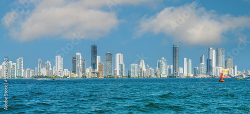 skyline of new city of Cartagena, Colombia.