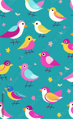 Abstract pop art birds pastel vector illustration background