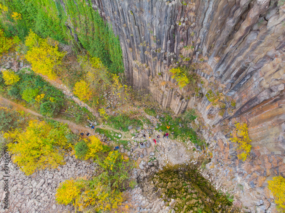 Aerial view of basalt cliffs in Sinop