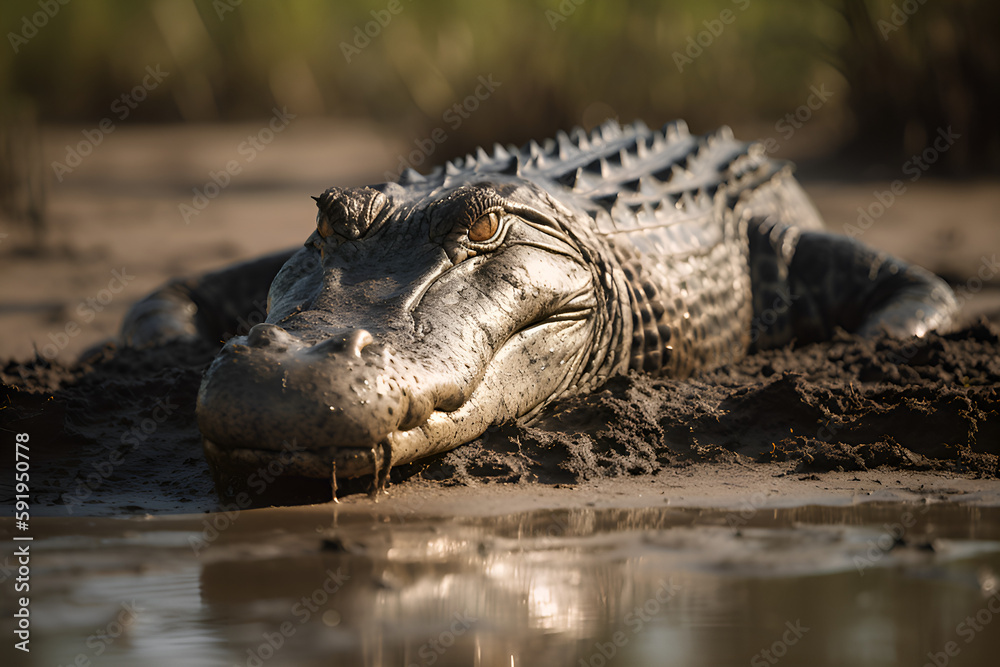 Obraz premium Alligator 3 - Generative AI
