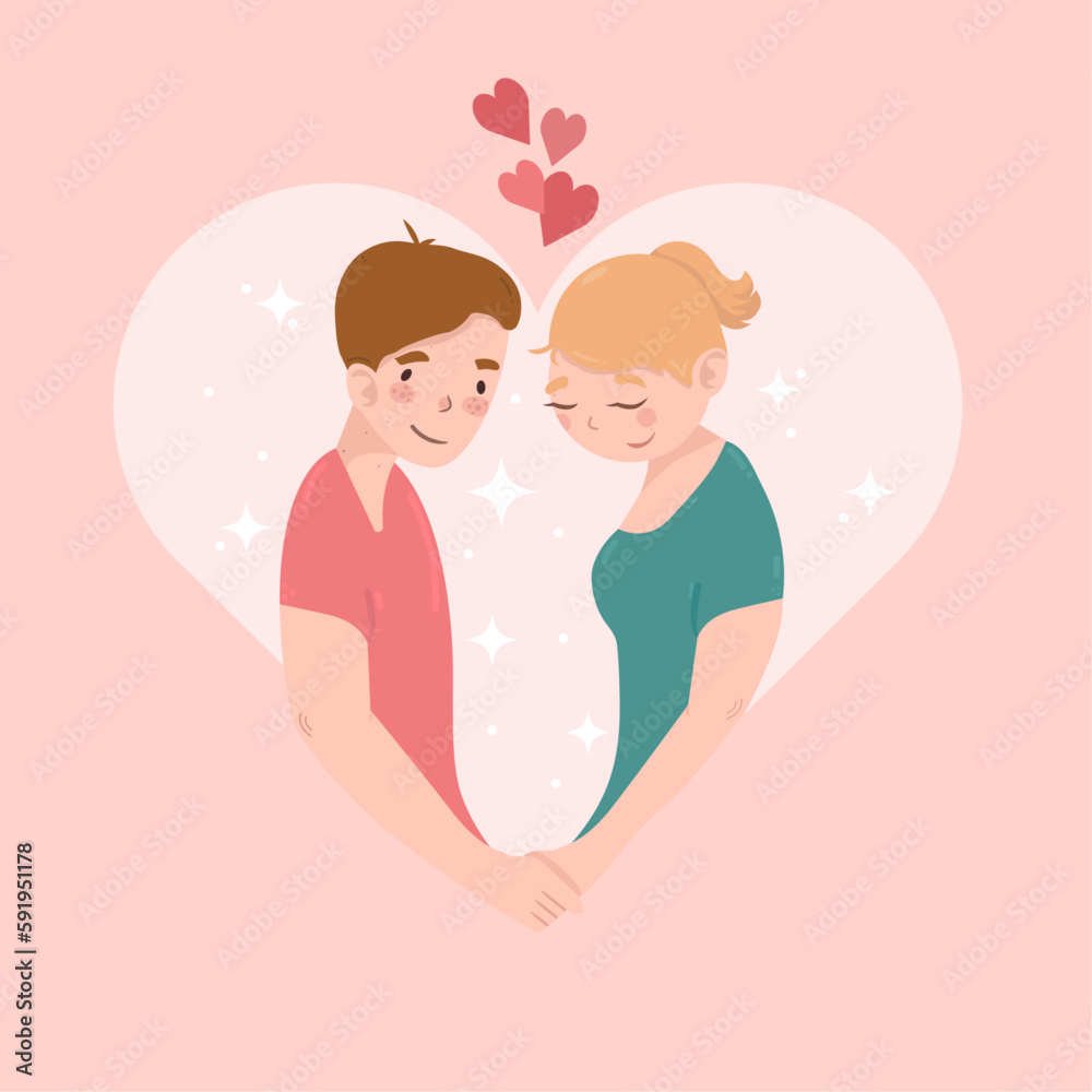 A couple in love against the backdrop of a heart. Girl and boy in love. A couple in love against the backdrop of a heart. Girl and boy in love.