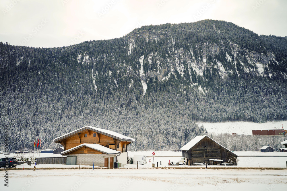Winter Alpine house Switzerland