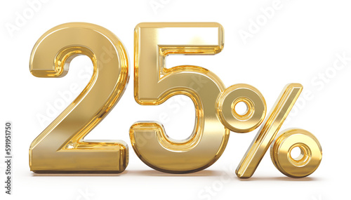 3d Number 25 Percent Gold