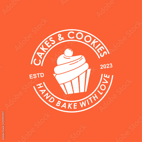 cupcake and cookies vector delicious logo  