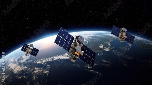 Several satellites are located around the planet Earth for observation. AI generated photo