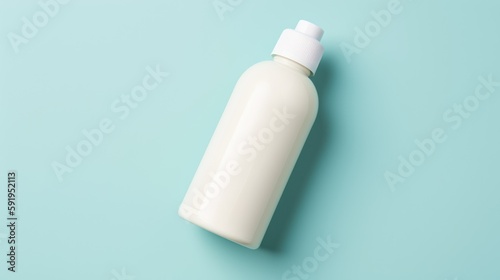 white and blank, unbranded cosmetic cream jar or tubes on blue background. Skin care product presentation. Elegant mockup. Skincare, beauty and spa. Banner with copy space