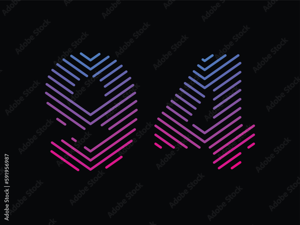 Digit 94 is written with colorful digital lines. Abstract digit 94 logo design template. Logo type vector design Digit 94 is written with colorful digital lines. Abstract digit 94 logo design template. Logo type vector design