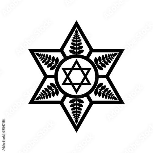 Vector illustration of the Jewish Star of David symbol combined with decorative design elements.