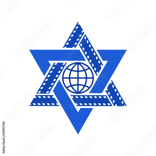 Vector illustration of the Jewish Star of David symbol combined with decorative design elements.