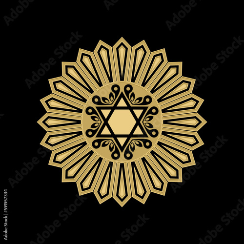 Vector illustration of the Jewish Star of David symbol combined with decorative design elements.