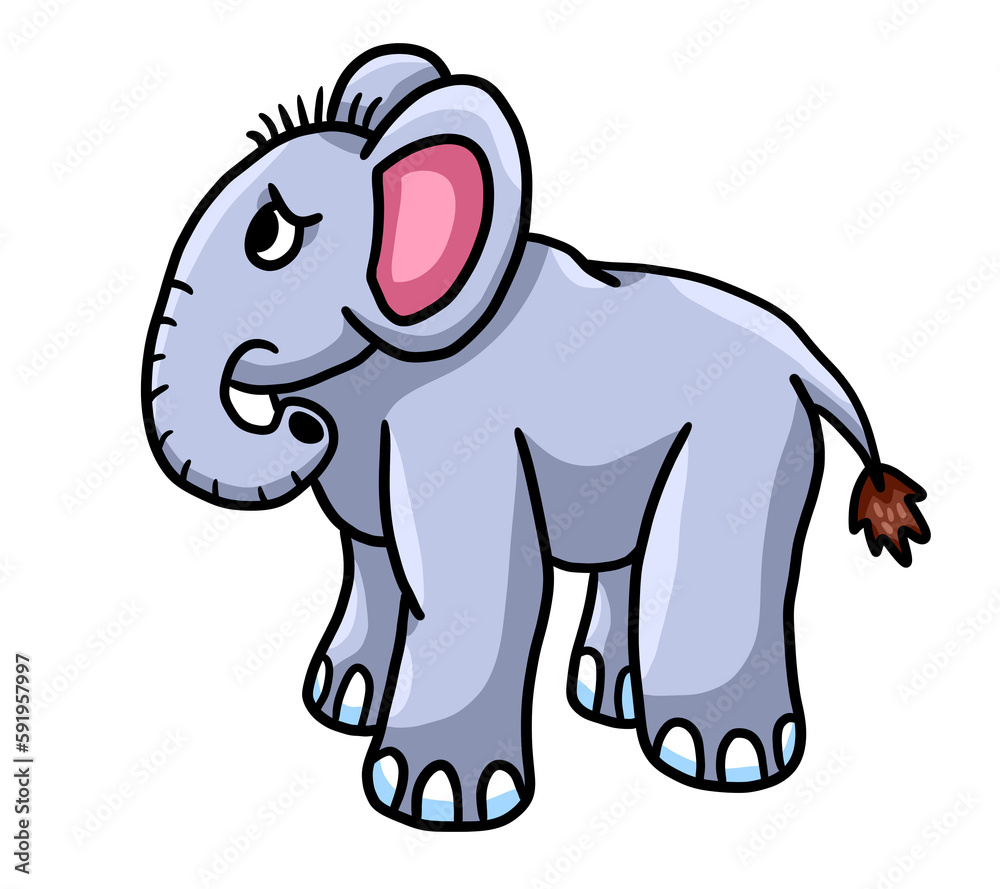 Fototapeta premium Stylized Adorable Sad Elephant