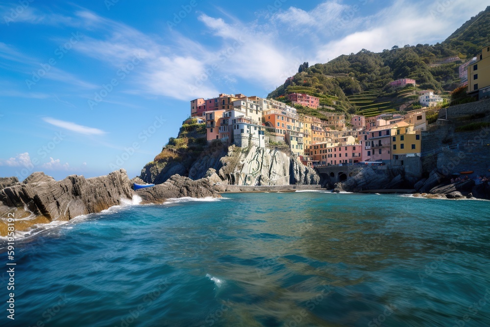 Fototapeta premium The Cinque Terre coastal towns in Italy , generative artificial intelligence 