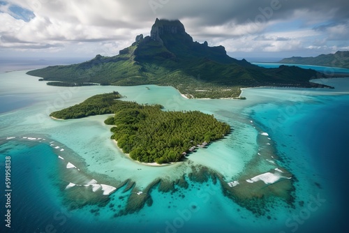 The Bora Bora island in French Polynesia, generative artificial intelligence 