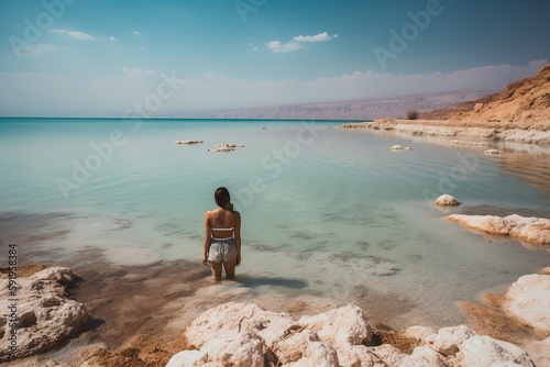 The Dead Sea in Israel Jordan, generative artificial intelligence
 photo