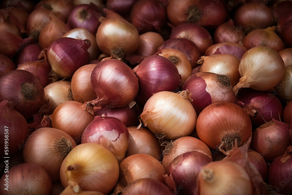 Onion, a lot of onions, market, generative ai, Fresh tasty vegetables, Fresh ingredients, cooking ingredients Onion, a lot of onions, market, generative ai, Fresh tasty vegetables, Fresh ingredients, cooking ingredients