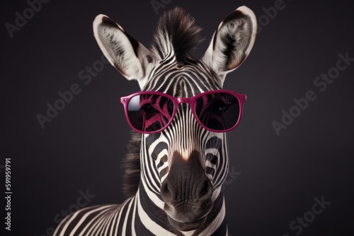zebra wearing sunglasses. generative ai