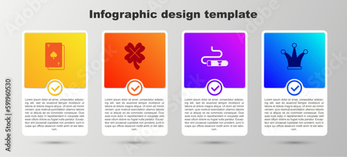 Set Playing card with spades, Casino slot machine clover, Cigar and Joker playing. Business infographic template. Vector